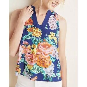 Anthropologie A+ Maeve Floral Hydrangea Rose Printed Top